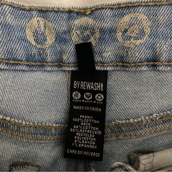 REWASH Vintage High Rise Waist Button Fly Distress Crop Light Wash Jeans 5/27 - Picture 8 of 9